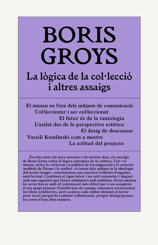 LA LÒGICA DE LA COL·LECCIÓ I ALTRES ASSAIGS | 9788412230574 | GROYS, BORIS | Llibreria Ombra | Llibreria online de Rubí, Barcelona | Comprar llibres en català i castellà online