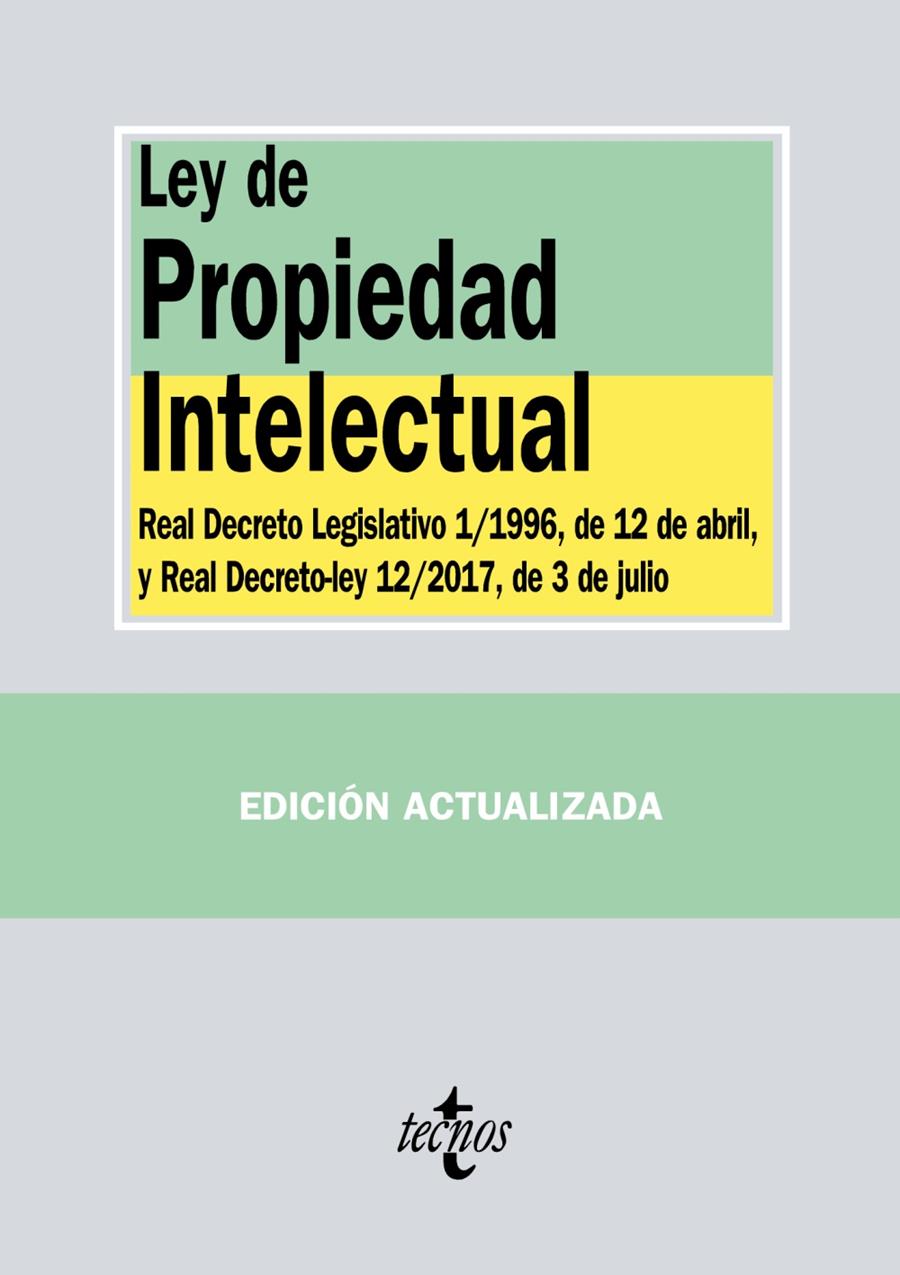 LEY DE PROPIEDAD INTELECTUAL | 9788430973439 | EDITORIAL TECNOS | Llibreria Ombra | Llibreria online de Rubí, Barcelona | Comprar llibres en català i castellà online