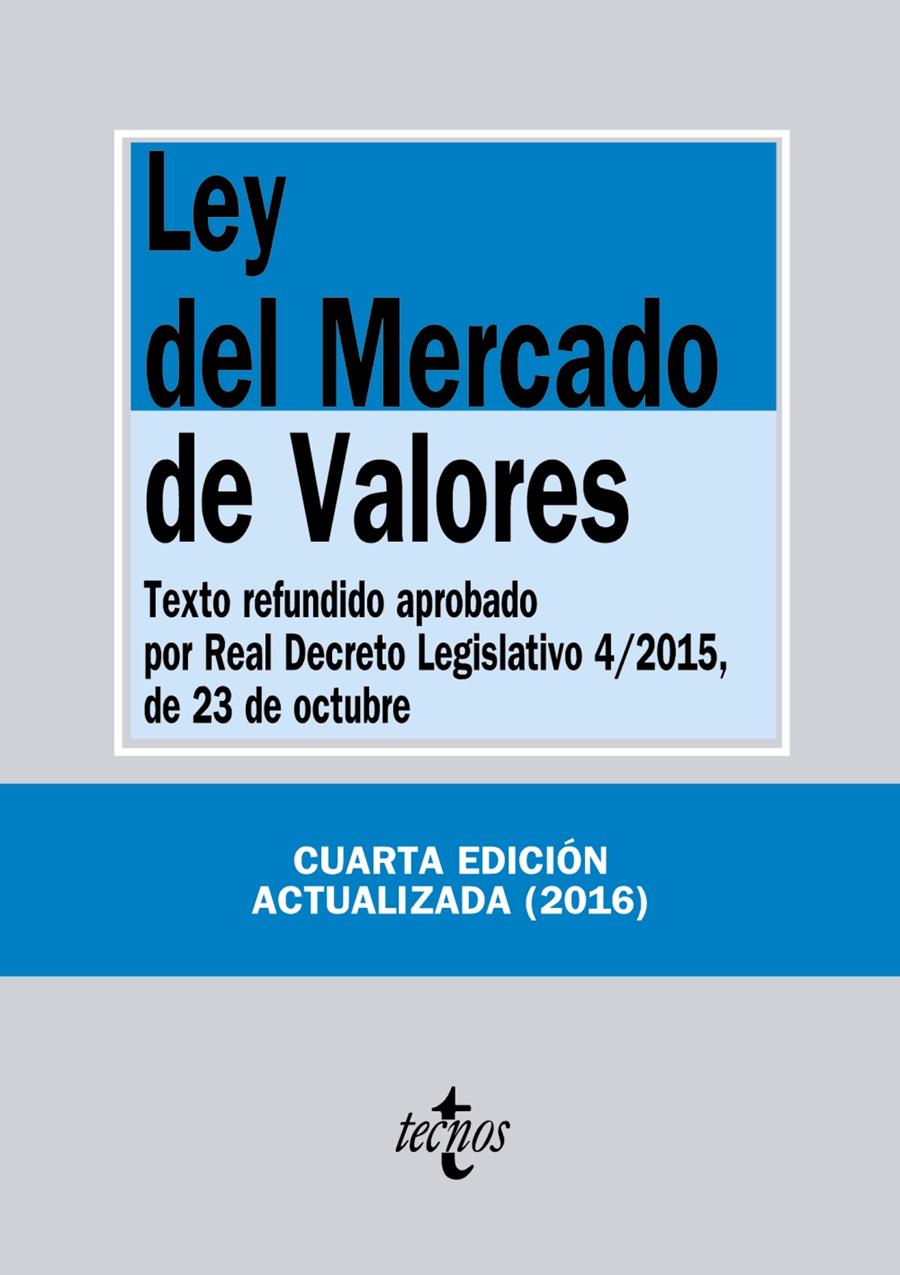 LEY DEL MERCADO DE VALORES | 9788430968633 | EDITORIAL TECNOS | Llibreria Ombra | Llibreria online de Rubí, Barcelona | Comprar llibres en català i castellà online