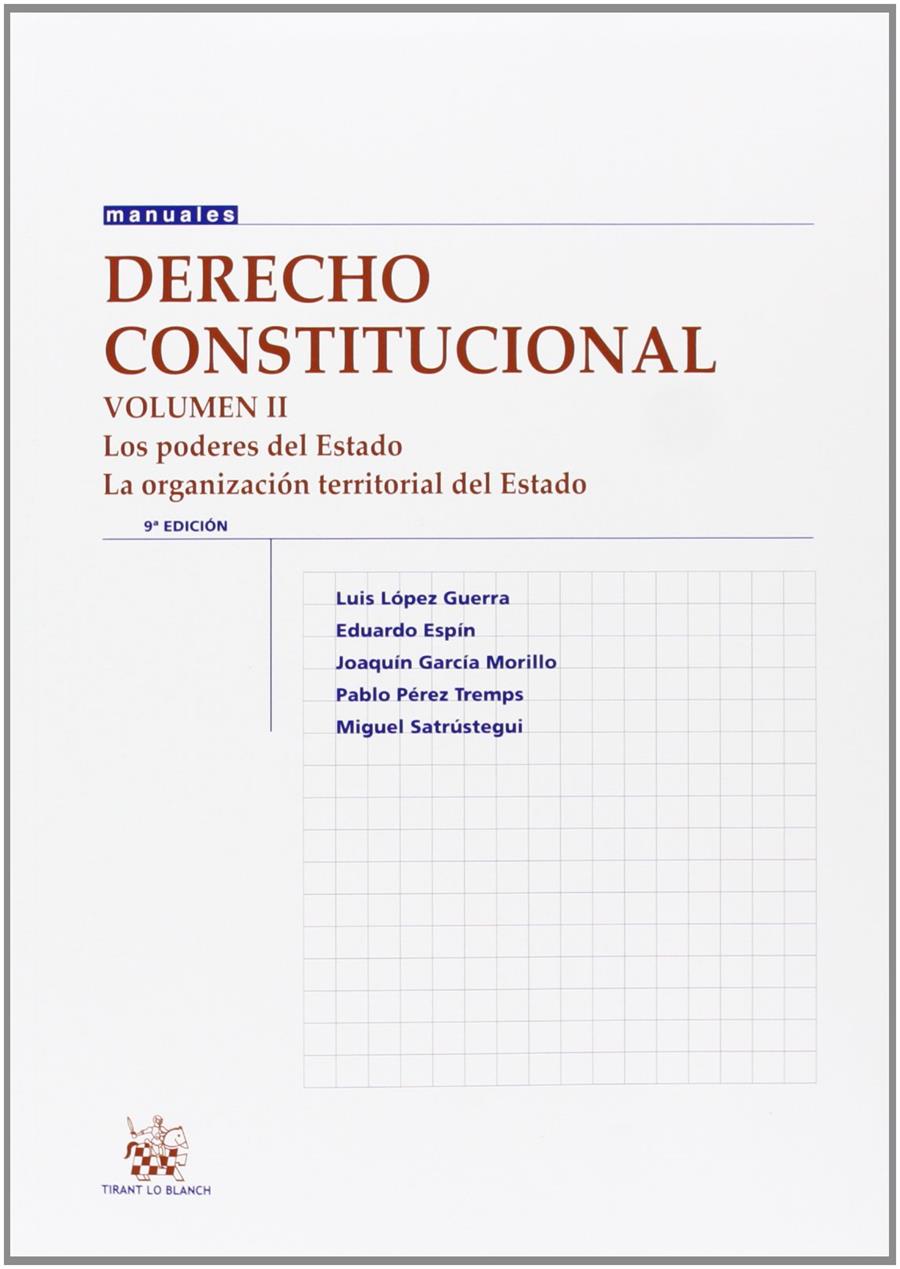 DERECHO CONSTITUCIONAL II | 9788490534779 | LOPEZ GUERRA | Llibreria Ombra | Llibreria online de Rubí, Barcelona | Comprar llibres en català i castellà online