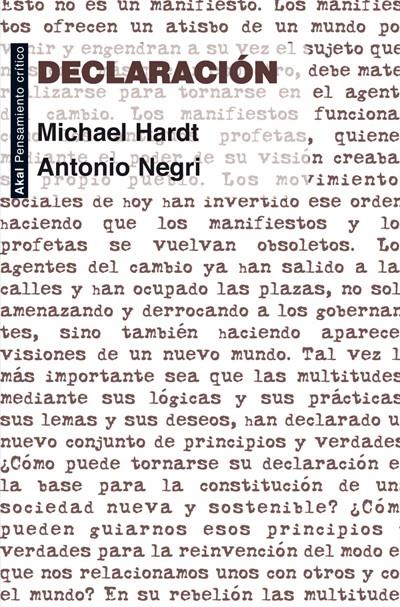 DECLARACIÓN | 9788446037262 | HARDT, MICHAEL/NEGRI, ANTONIO | Llibreria Ombra | Llibreria online de Rubí, Barcelona | Comprar llibres en català i castellà online